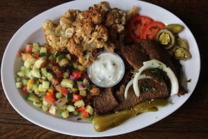 roasted cauliflower, gyro meat, tauboli, hummus, falafel